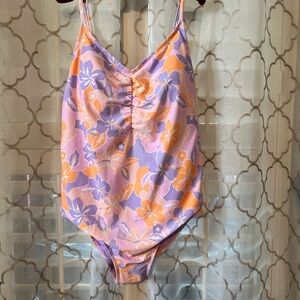 Juniors Plus Ninety-Nine Purple Orange Floral One Pc Swimsuit Fully lined 2X NWT